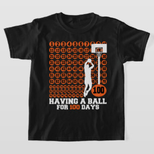 Ball für 100 Tage Basketball Meilenstein Te T-Shirt