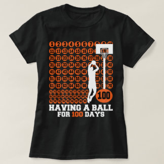 Ball für 100 Tage Basketball Meilenstein Te T-Shirt