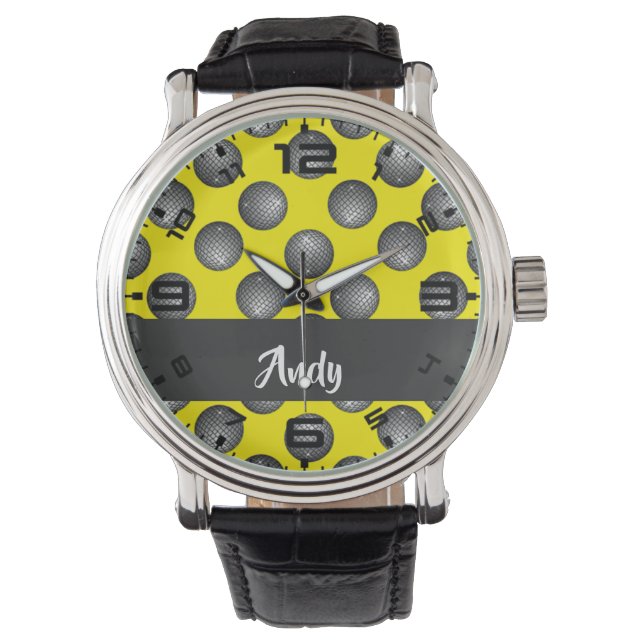 Ball-gelbes Muster Armbanduhr (Vorderseite)