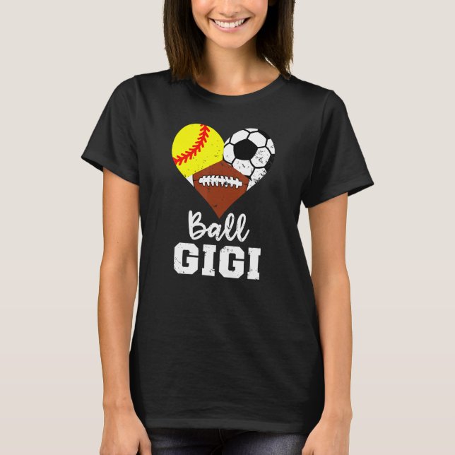 Ball Gigi Heart Softball Soccer Football Gigi T-Shirt (Vorderseite)