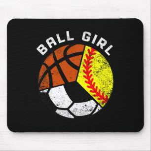 Ball Girl Fun Softball Soccer Basketball Player Mousepad