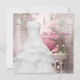 Ball Gown Pink Rose Quinceanera Einladung