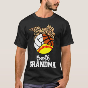 Ball Grandma Softball Volleyball Basketball Leopar T-Shirt