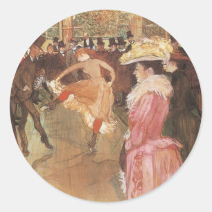 Ball im Nachtclub von Toulouse Lautrec Runder Aufkleber