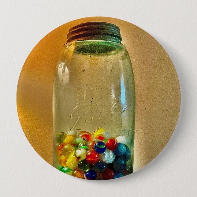 Ball Jar mit Murmeln Foto Button (Vorderseite)