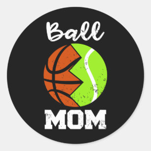 Ball Mama Fun Basketball Tennis Mama Runder Aufkleber