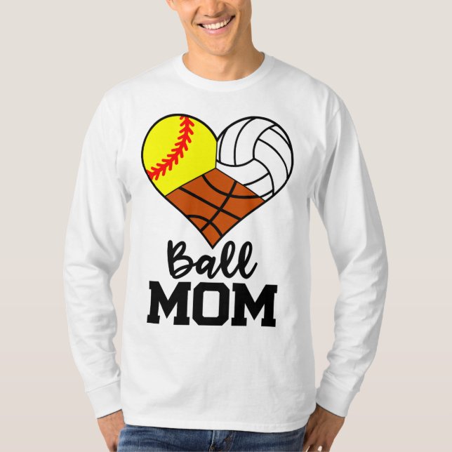 Ball Mama Funny Softball Volleyball Basketball spi T-Shirt (Vorderseite)