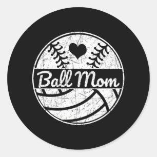 Ball Mama HalbBaseball Softball Halbvolleyball Runder Aufkleber