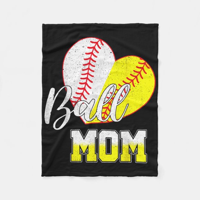 Ball Mama Heart Baseball Softball Mama Women Mothe Fleecedecke (Vorderseite)