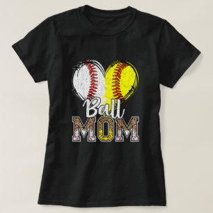 Ball Mama Heart Baseball Softball Mama Women Mothe T-Shirt