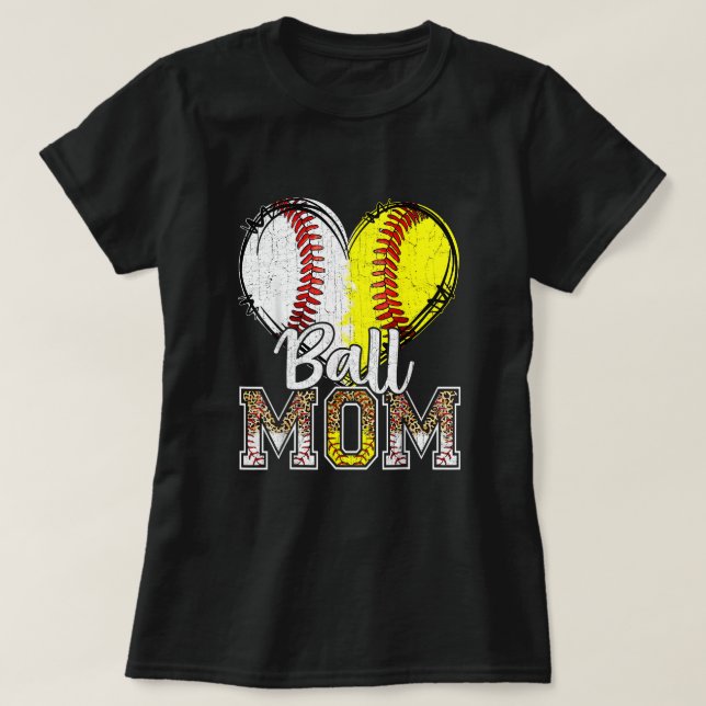 Ball Mama Heart Baseball Softball Mama Women Mothe T-Shirt (Design vorne)