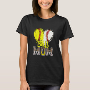 Ball Mama Heart Baseball Softball Mama Women Mothe T-Shirt
