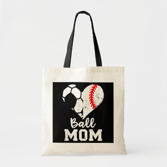 Ball Mama Heart Funny Baseball Soccer Mama Tragetasche (Vorne)