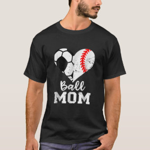 Ball Mama Herz Funny Baseball Fußball Muttertag T-Shirt