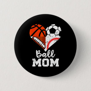 Ball Mama Herz Lustig Fußball Basketball Baseball  Button