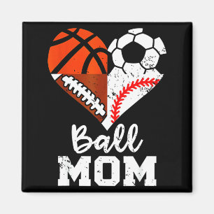 Ball Mama Herz Lustig Fußball Basketball Baseball Magnet