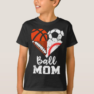 Ball Mama Herz Lustig Fußball Basketball Baseball T-Shirt