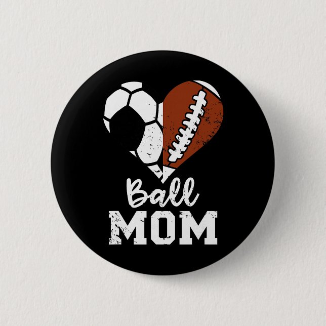 Ball Mama Herz Lustige Fußball Mama  Button (Vorderseite)