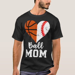 Ball Mama Herzspass Baseball Basketball Mama T-Shirt