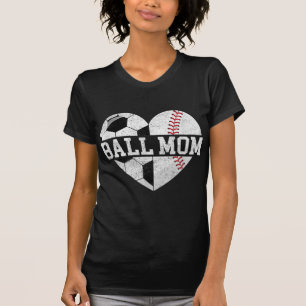 Ball Mama Herzspass Baseball Fußball Mama T-Shirt