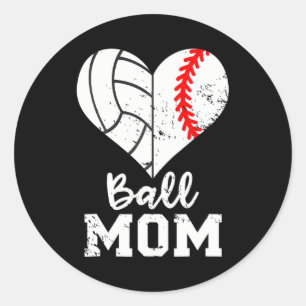 Ball Mama Volleyball Baseball Ball Herzblut Runder Aufkleber