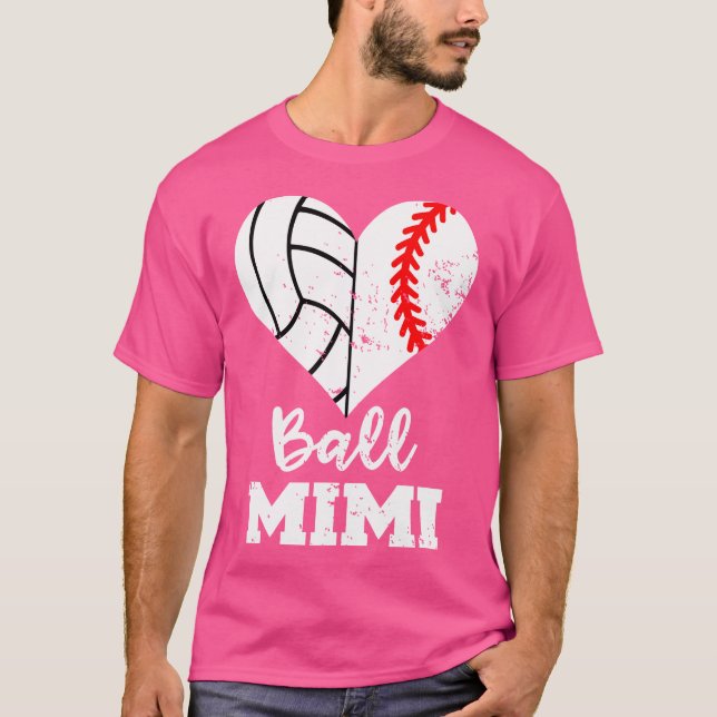 Ball Mimi Funny Baseball Volleyball Herz T-Shirt (Vorderseite)