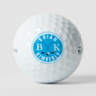 Ball mit Golfer Name & Initialen blauer Monogramm