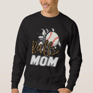 Ball Mom Leopard Baseball Softball Mama Women Moth Sweatshirt