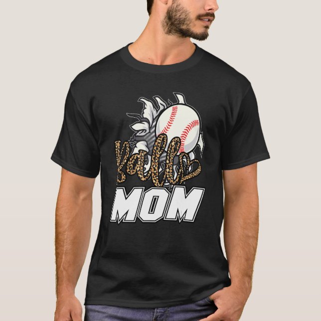 Ball Mom Leopard Baseball Softball Mama Women Moth T-Shirt (Vorderseite)