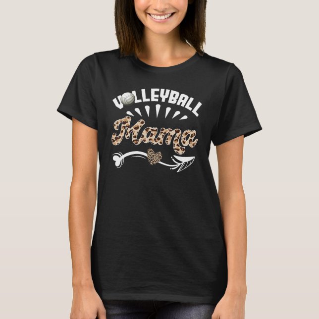 Ball Mom Mother's Day  Volleyball Mama Leopard T-Shirt (Vorderseite)