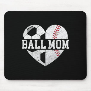 Ball-Mom-Shirt Herz Lustig Baseball Fußball-Mama Mousepad