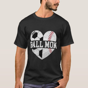 Ball-Mom-Shirt Herz Lustig Baseball Fußball-Mama T-Shirt