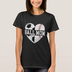 Ball-Mom-Shirt Herz Lustig Baseball Fußball-Mama T-Shirt