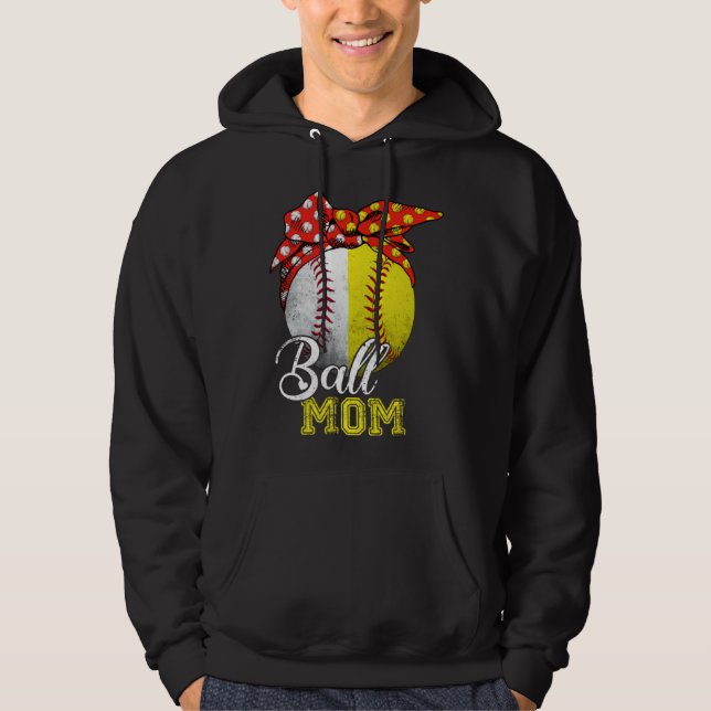 Ball Mom Softball Baseball  For Women Mothers Day Hoodie (Vorderseite)