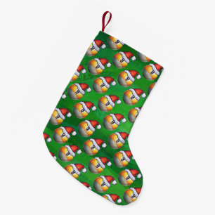 Ball-Muster der Weihnachtsmannmütze-neun auf Grü Kleiner Weihnachtsstrumpf