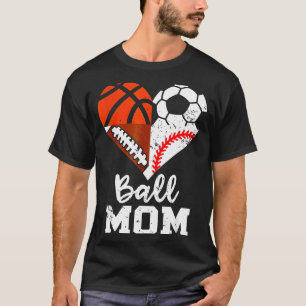 Ball Mutti Herz Lustig Fußball Basketball Baseball T-Shirt