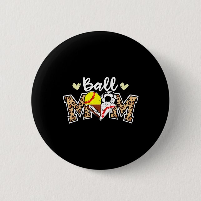 Ball Mutti Leopard Fußball American Football Baseb Button (Vorderseite)