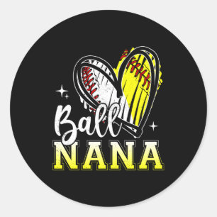 Ball Nana He Baseball Softball Grandma Mutter's Da Runder Aufkleber