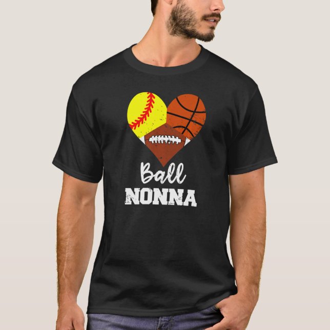 Ball Nonna Herz Softball Basketball Fußball Non T-Shirt (Vorderseite)