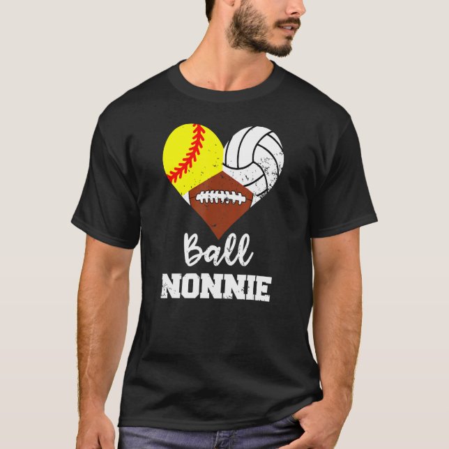 Ball Nonnie Heart Softball Volleyball Fußball Nr. T-Shirt (Vorderseite)