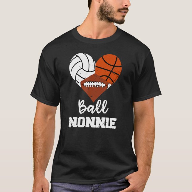 Ball Nonnie Heart Volleyball Basketball Fußball N T-Shirt (Vorderseite)