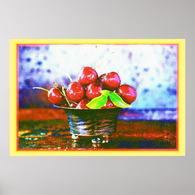 "Ball of Cherries Fruit" Niedliches Foto. Jetzt ka Poster (Vorne)