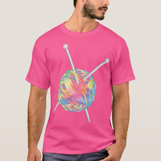 Ball Of Wool With Rainbow Knitting Needles T-Shirt