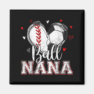 Ball Oma Baseball Fußball Herz Oma von beiden Magnet