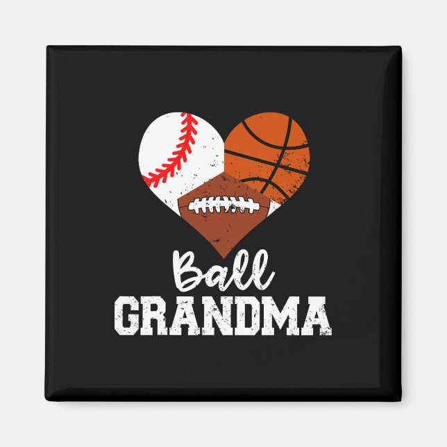 Ball Oma Fun Baseball Basketball Fußball Magnet (Vorne)