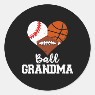 Ball Oma Fun Baseball Basketball Fußball Runder Aufkleber