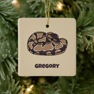 Ball Python Snake, Brown und Tan Personalisiert Keramikornament