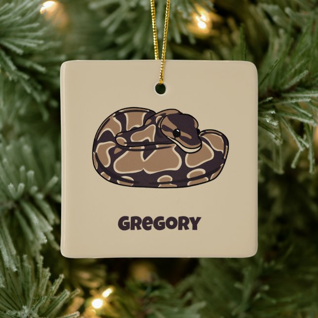 Ball Python Snake, Brown und Tan Personalisiert Keramikornament (Baum)