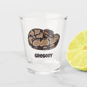 Ball Python Snake, Brown und Tan Personalisiert Schnapsglas