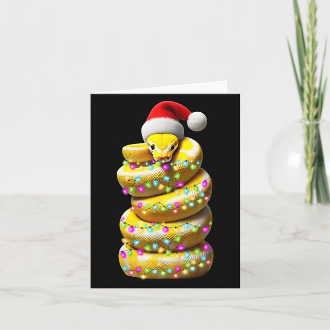 Ball Python Snake WeihnachtsHat Xmas Karte (Vorderseite)